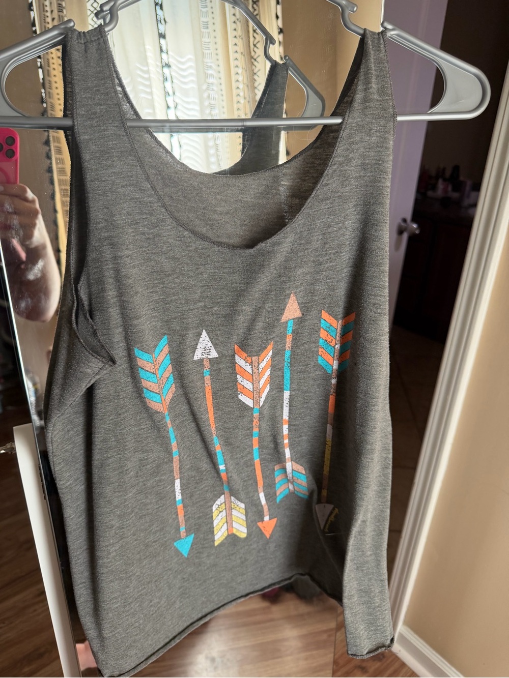 Women’s Gray Tank Top with Arrow Print